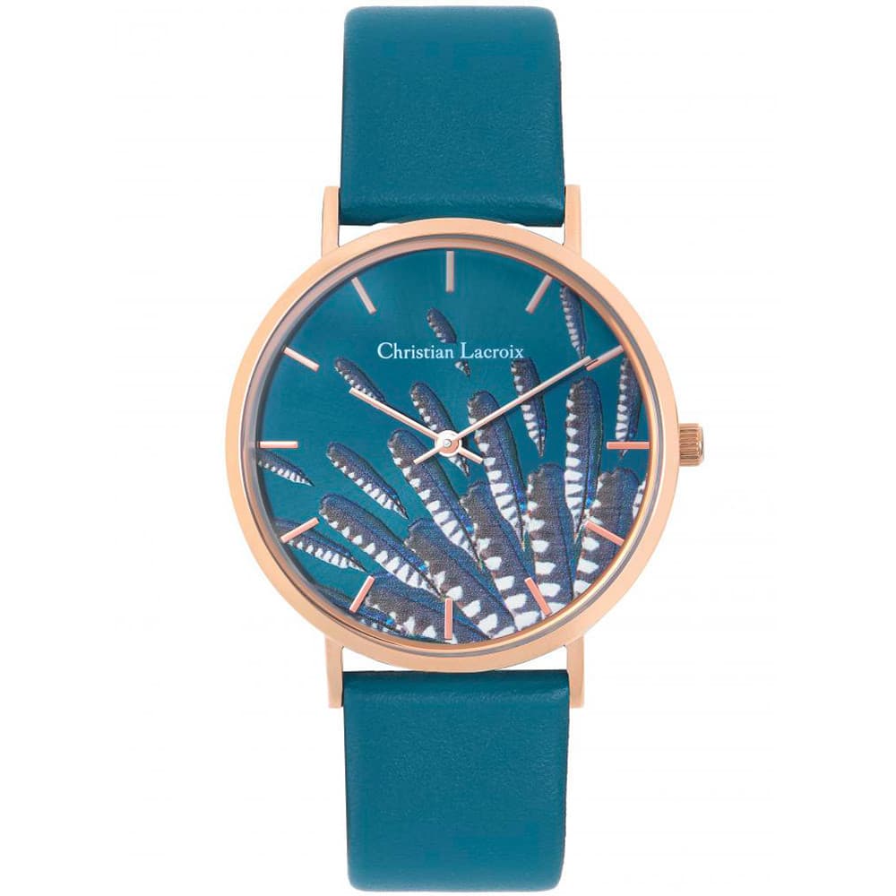 Christian Lacroix Montre Christian Lacroix Collection Prete-Moi Ta Plume en Cuir Bleu