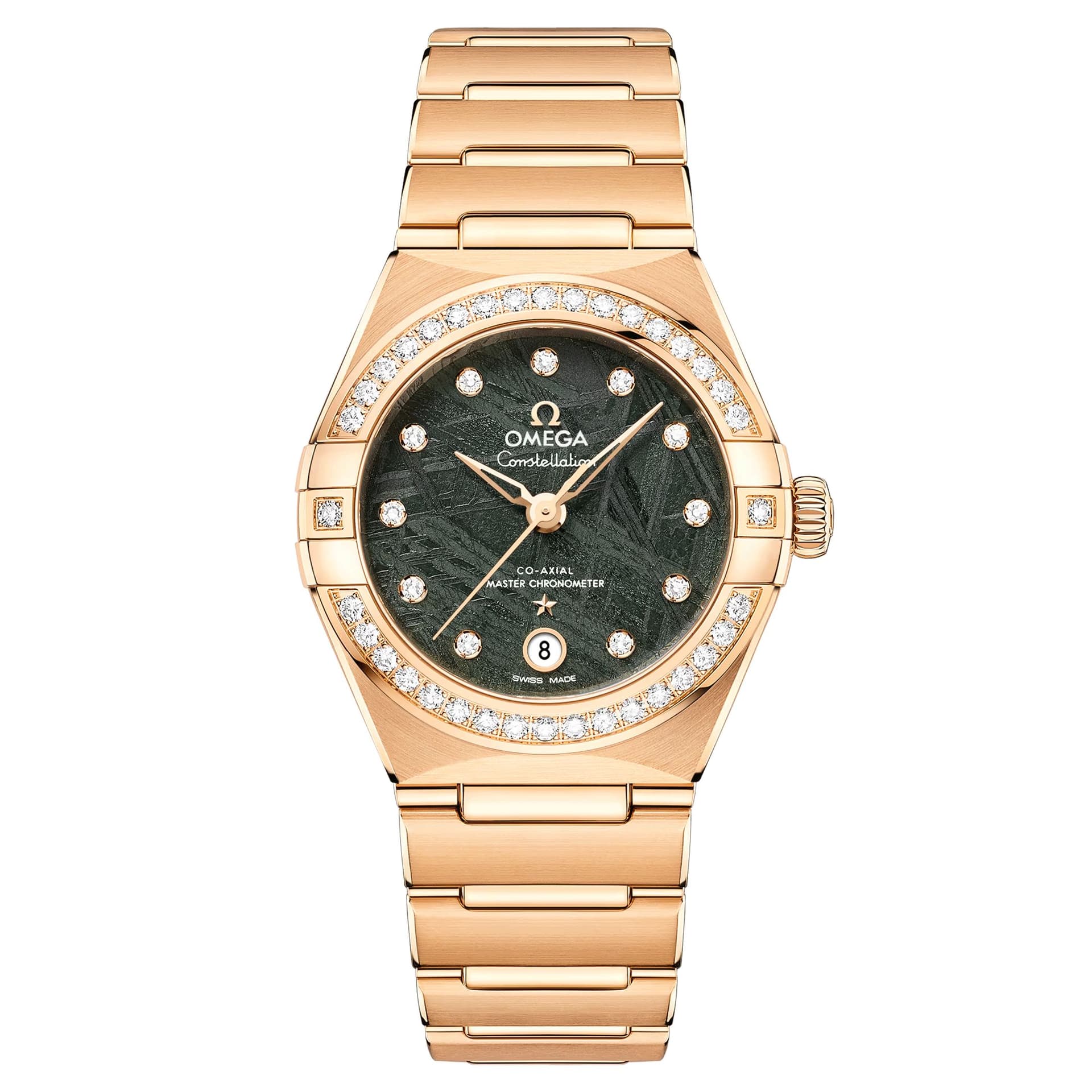 Omega Montre Omega Constellation Météorite Or jaune cadran vert bracelet or jaune 29 mm