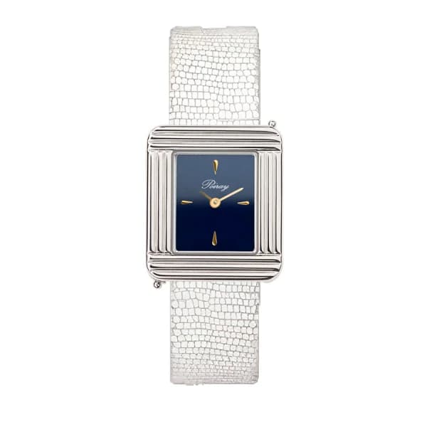 Poiray Montre Poiray Ma Première Acier Cadran Bleu Bracelet Chèvre Blanc