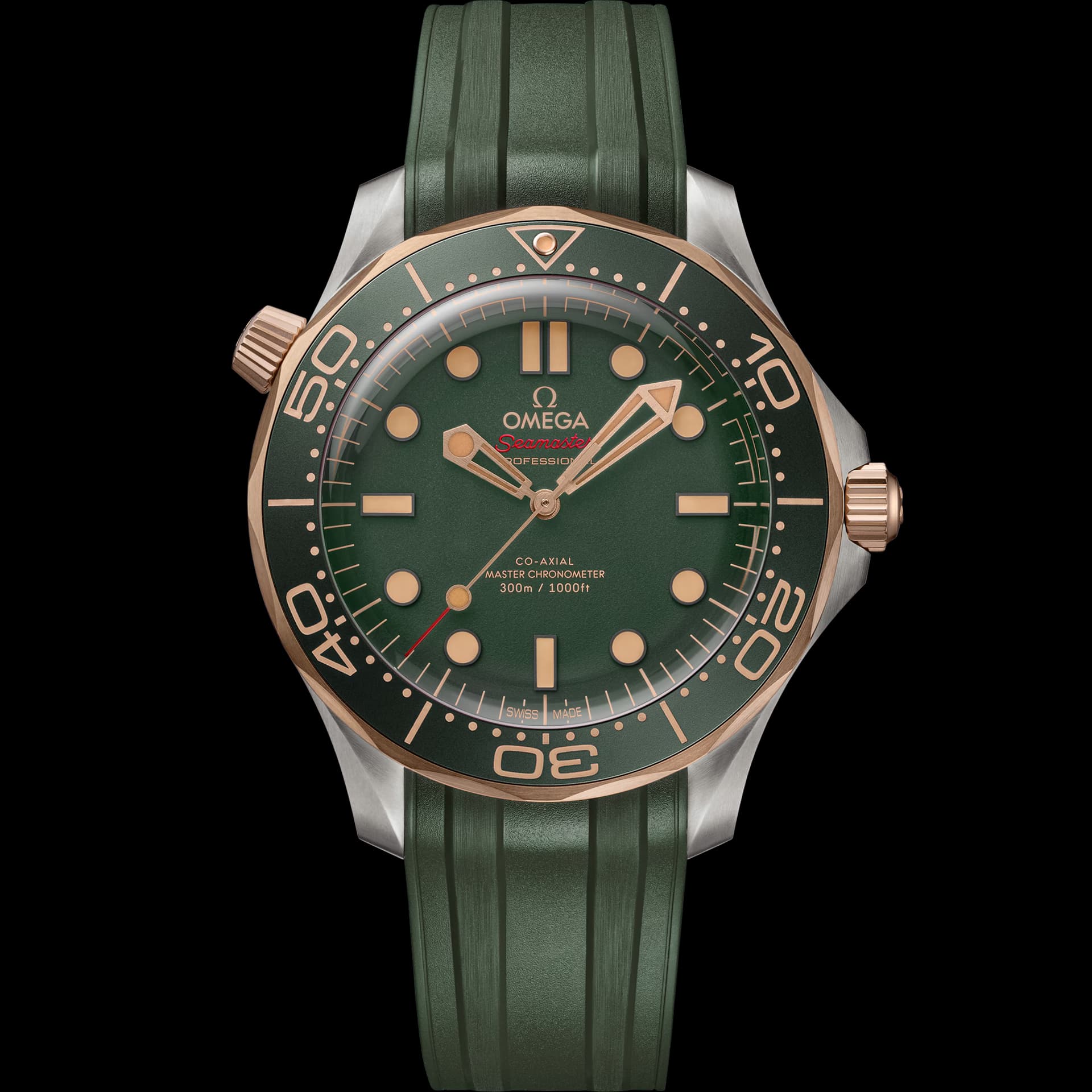 Omega Seamaster 42 mm, titane - Bronze gold sur bracelet caoutchouc