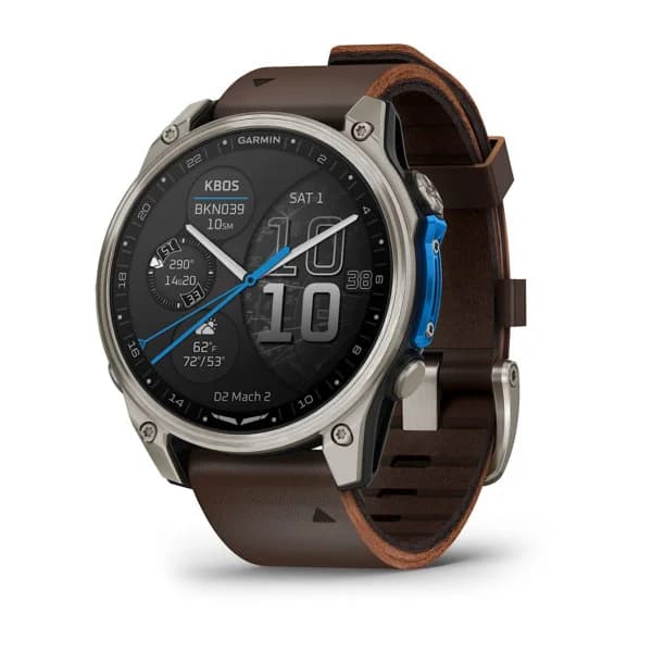 Garmin Montre Garmin D2 Mach 2 Titanium Bracelet Oxford Cuir Brun 47mm