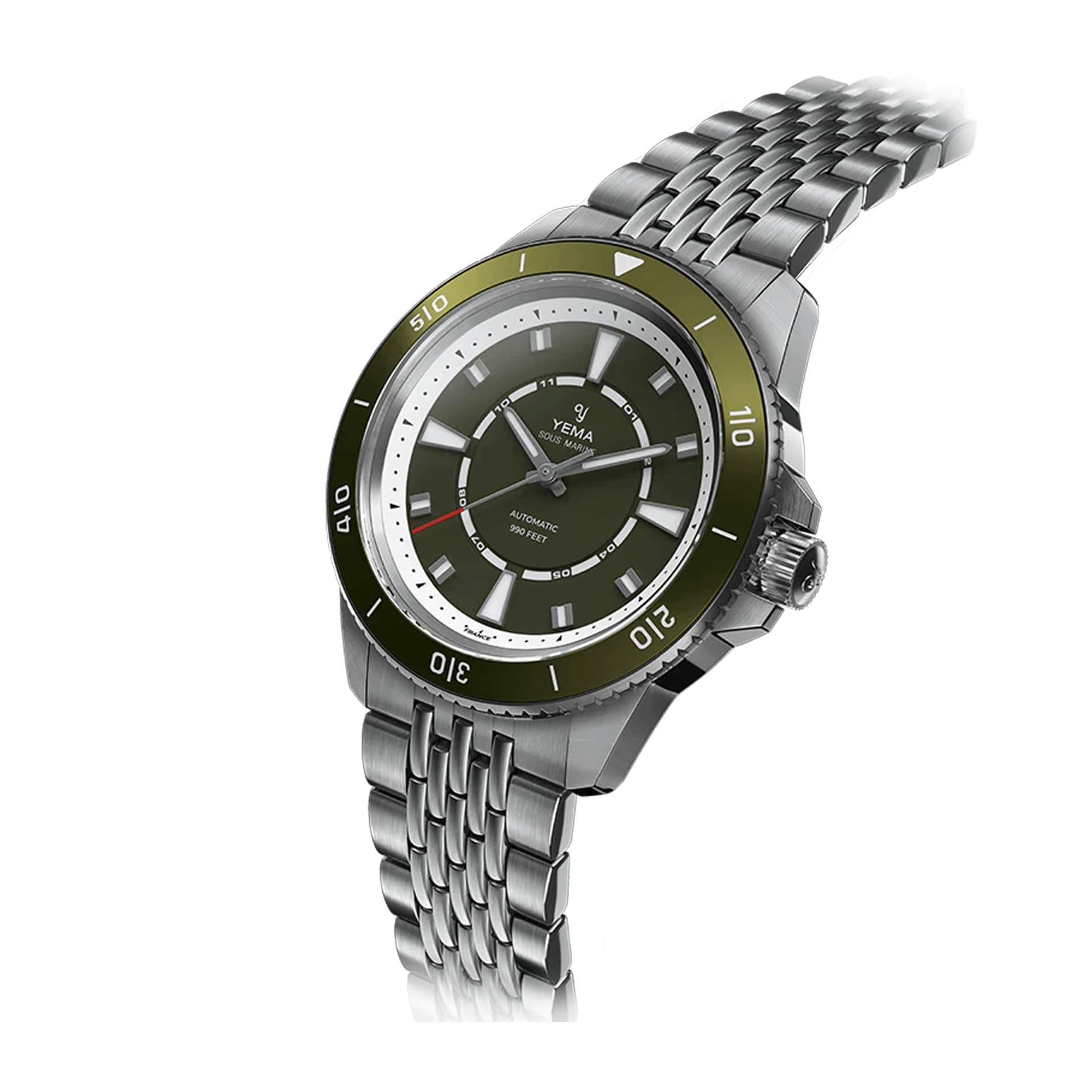 Yema Montre Yema Sous-Marine automatique cadran vert bracelet acier 40,5 mm