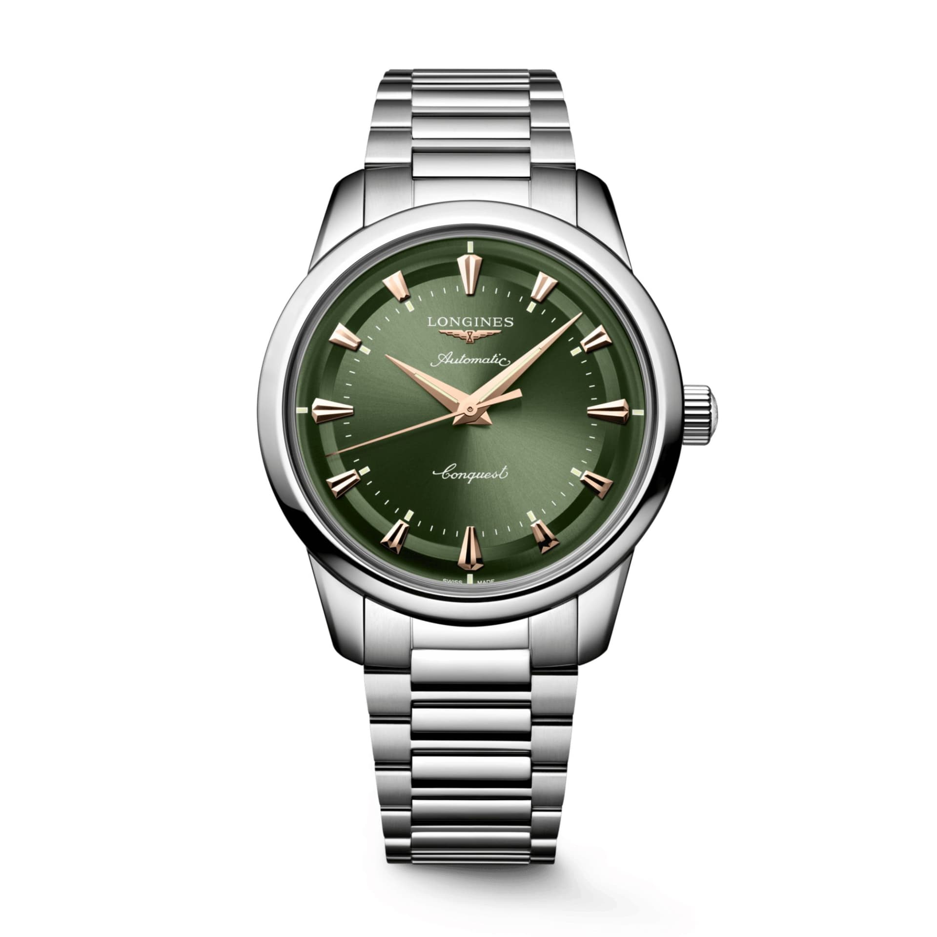 Longines Montre Longines Conquest Heritage 40mm Automatique Cadran Vert laqué poli Bracelet Acier
