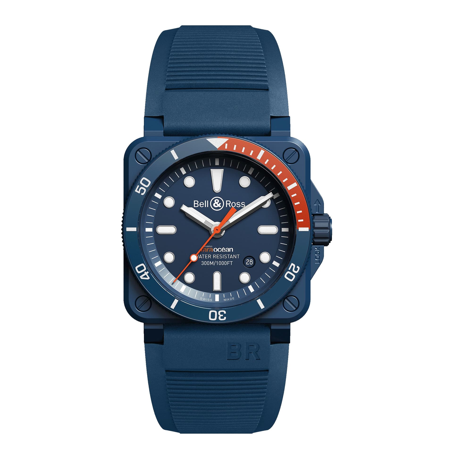 Bell & Ross Montre Bell &amp; Ross BR 03-92 Diver Tara céramique automatique cadran bleu bracelet caoutchouc 42 mm