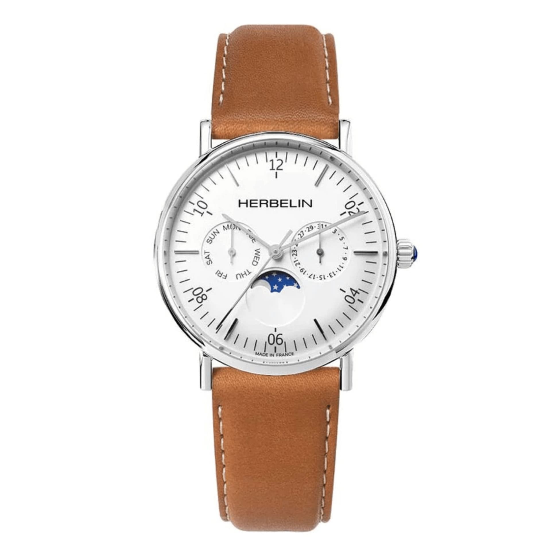 Michel Herbelin Montre Herbelin Inspiration Quartz Cadran Blanc Bracelet Cuir - 12747AP11GD