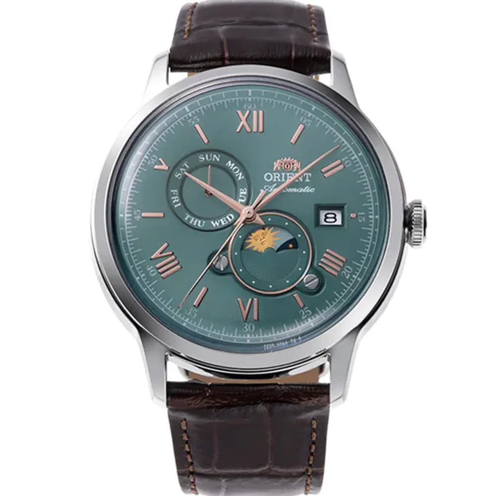 Orient Montre Automatique Orient Collection Classic Sun &amp; Moon en Cuir Marron