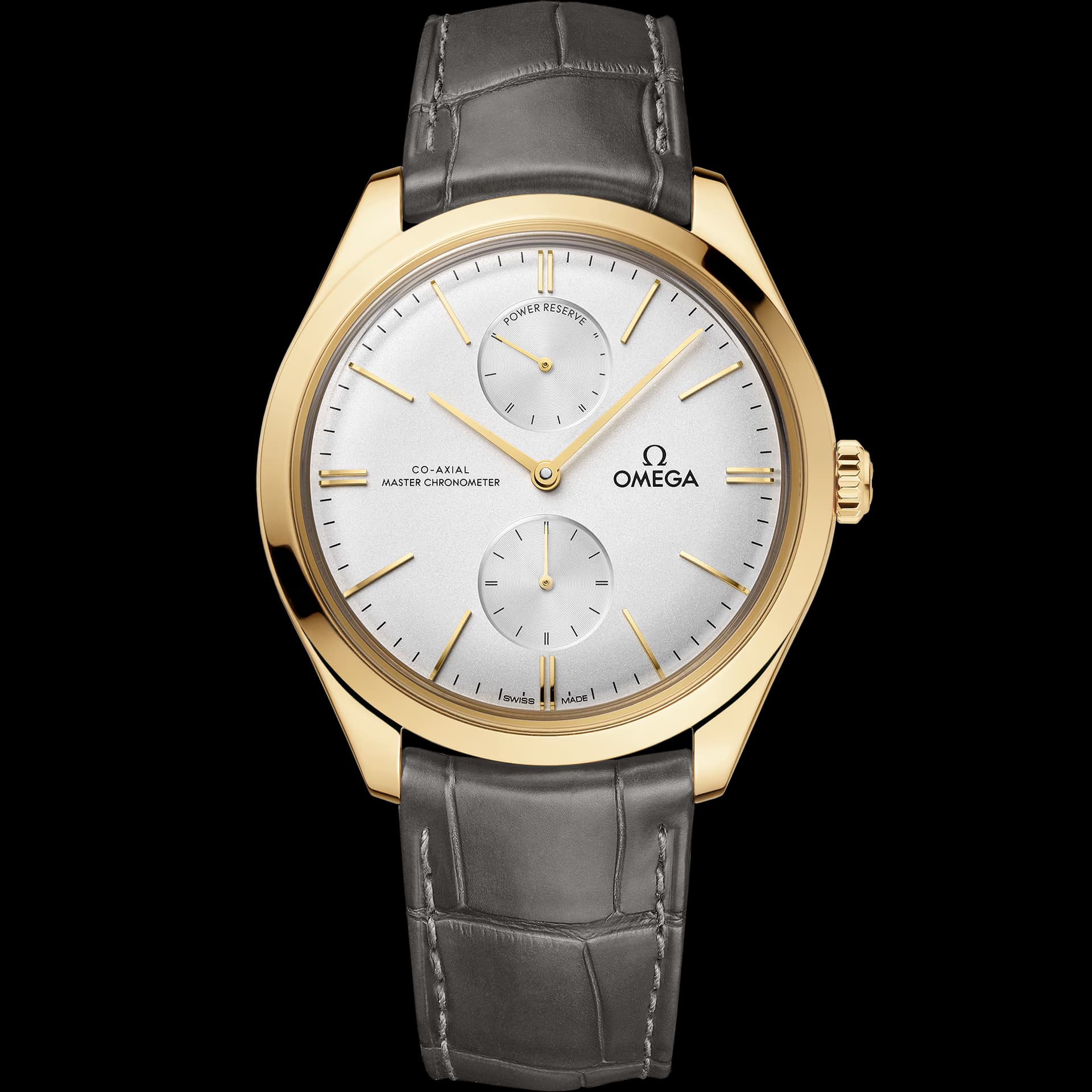 Omega De Ville 40 mm, or jaune sur bracelet en cuir