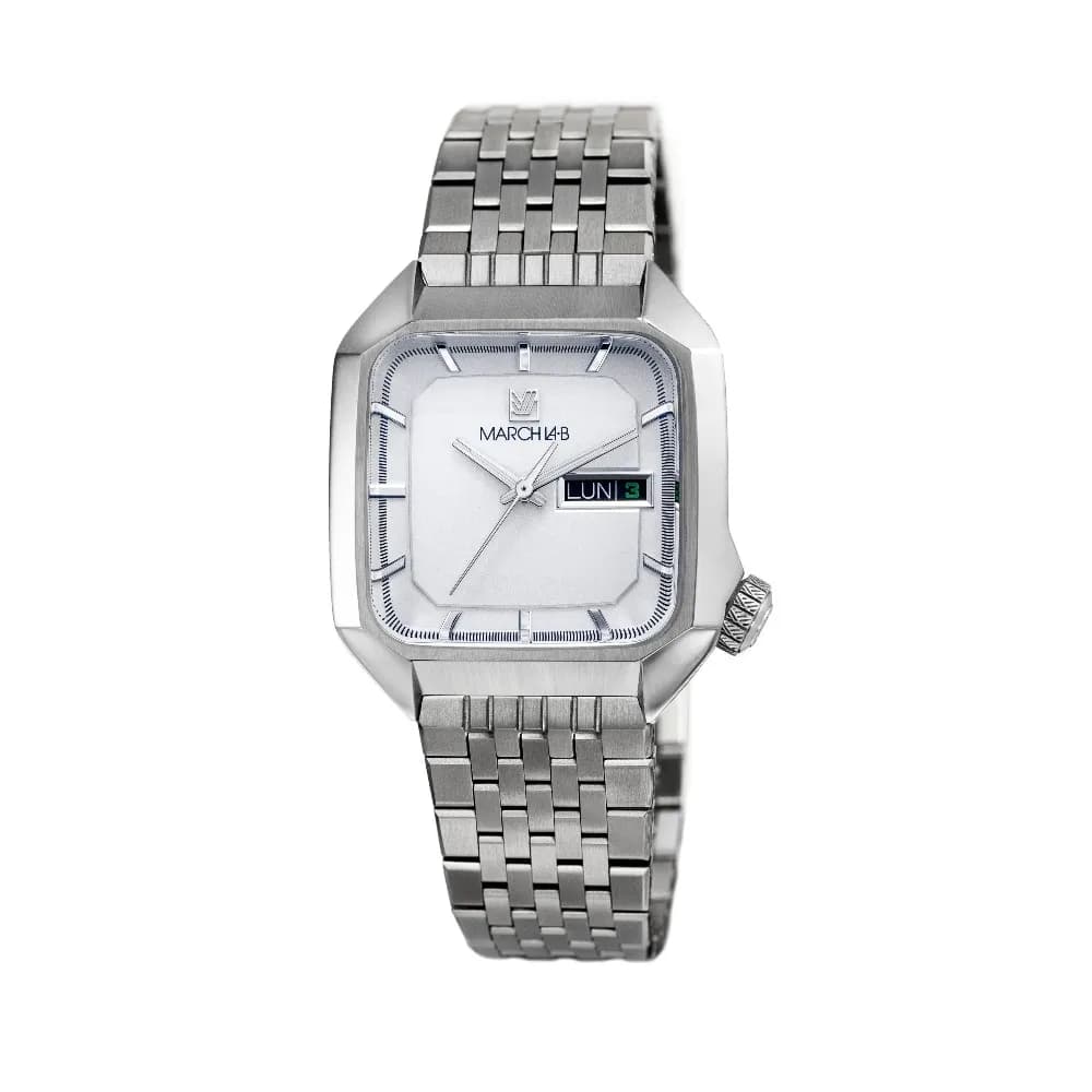 March LA.B Montre AM2 ELECTRIQUE WHITE - Acier brossé 7 maillons