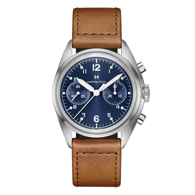 Hamilton Montre Hamilton Khaki Aviation Pilot Pioneer Mechanical Chronograph Cadran Bleu