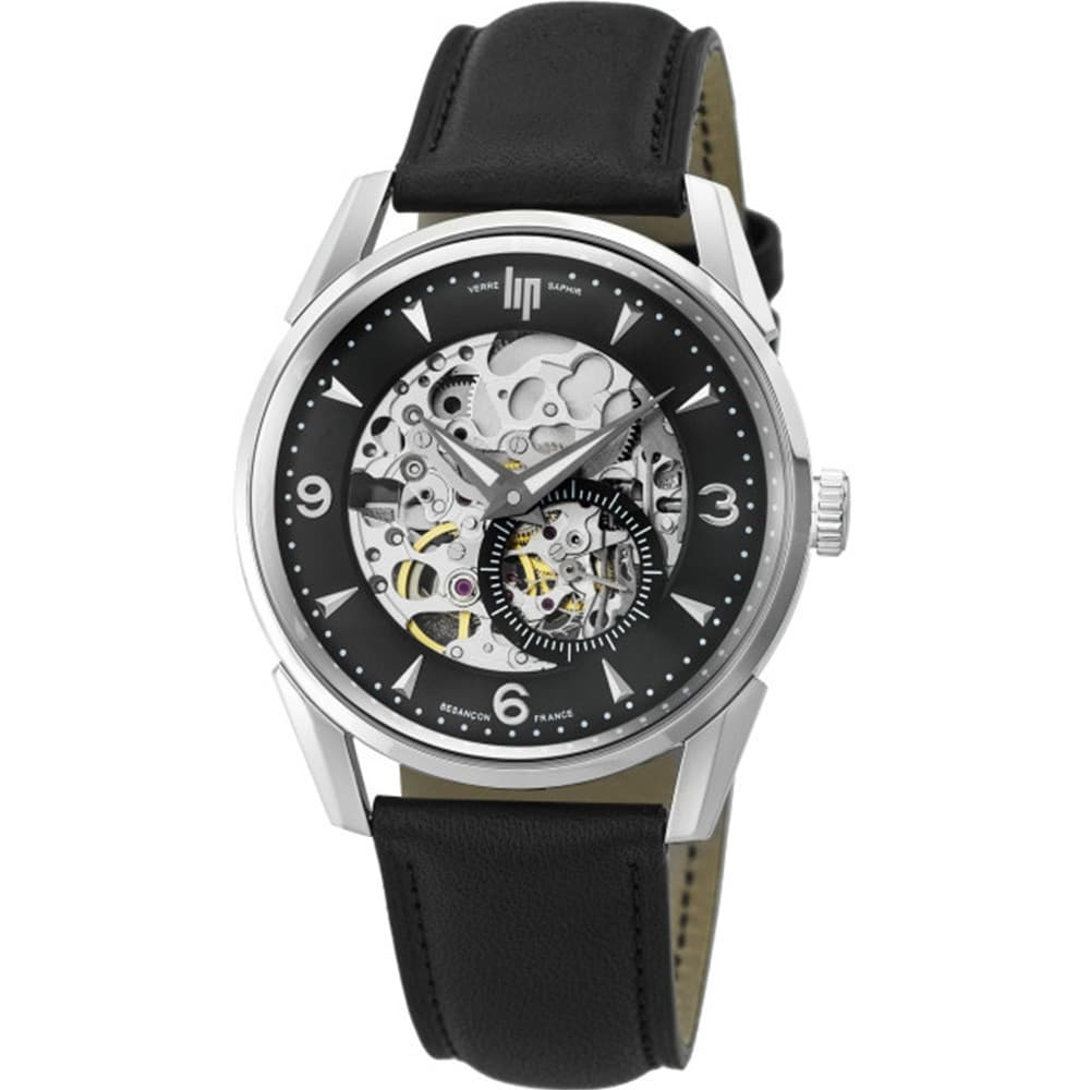 Lip Montre Automatique Lip Collection Himalaya 40 en Cuir Noir