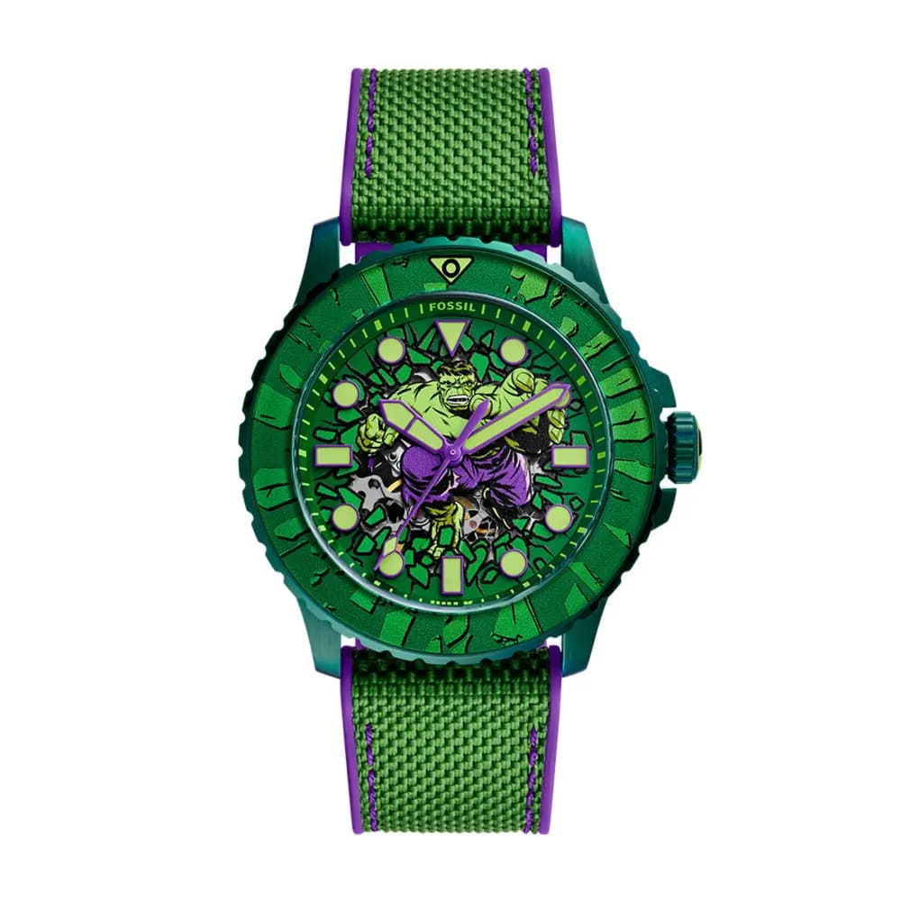Fossil Montre automatique Homme Marvel Hulk Vert, Violet