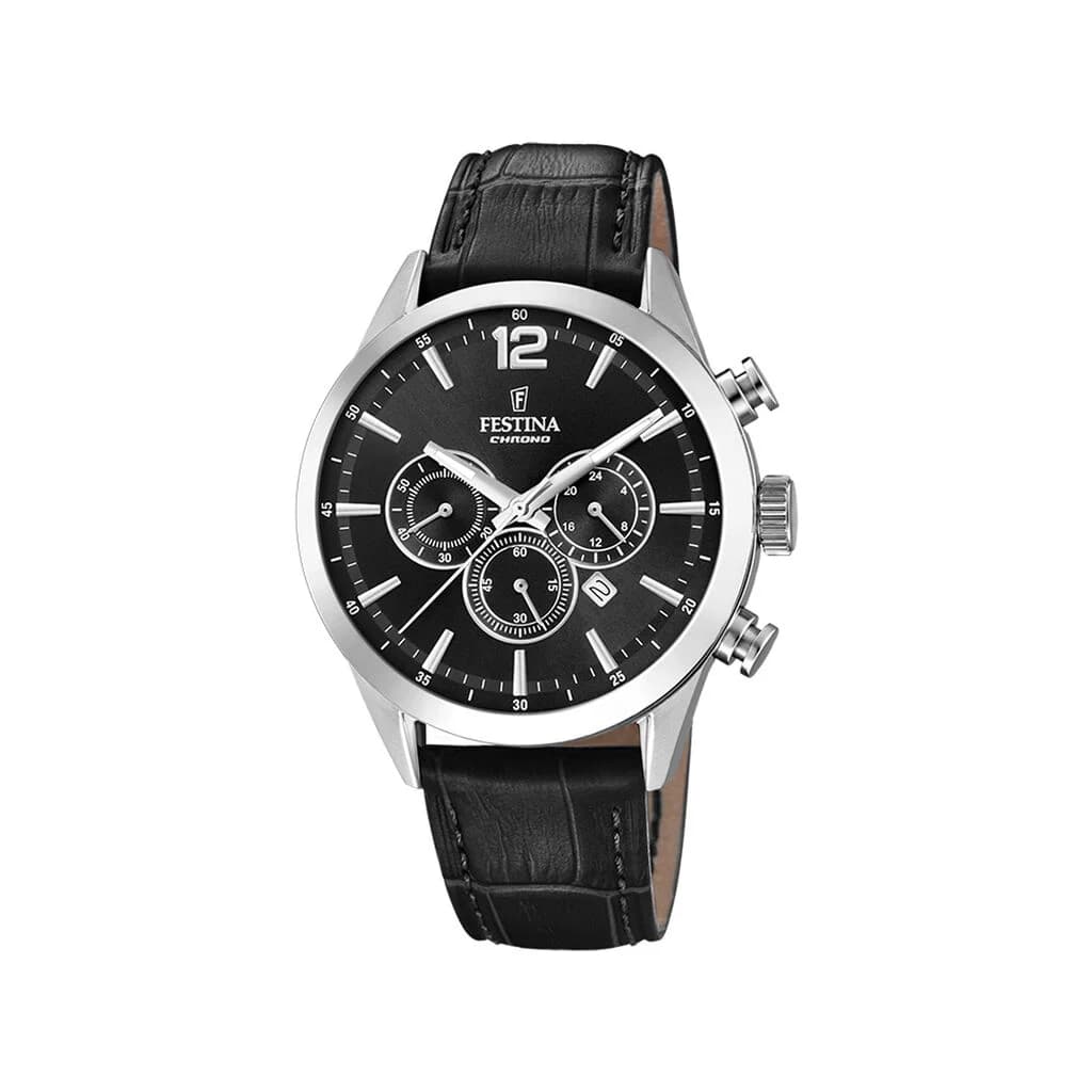 Festina Montre Homme FESTINA TIMELESS CHRONOGRAPH en Cuir Noir Etanche