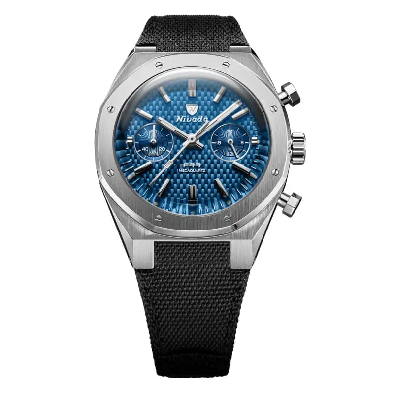 Nivada Grenchen Montre F77 Chrono Mecaquartz Blue 68000Q