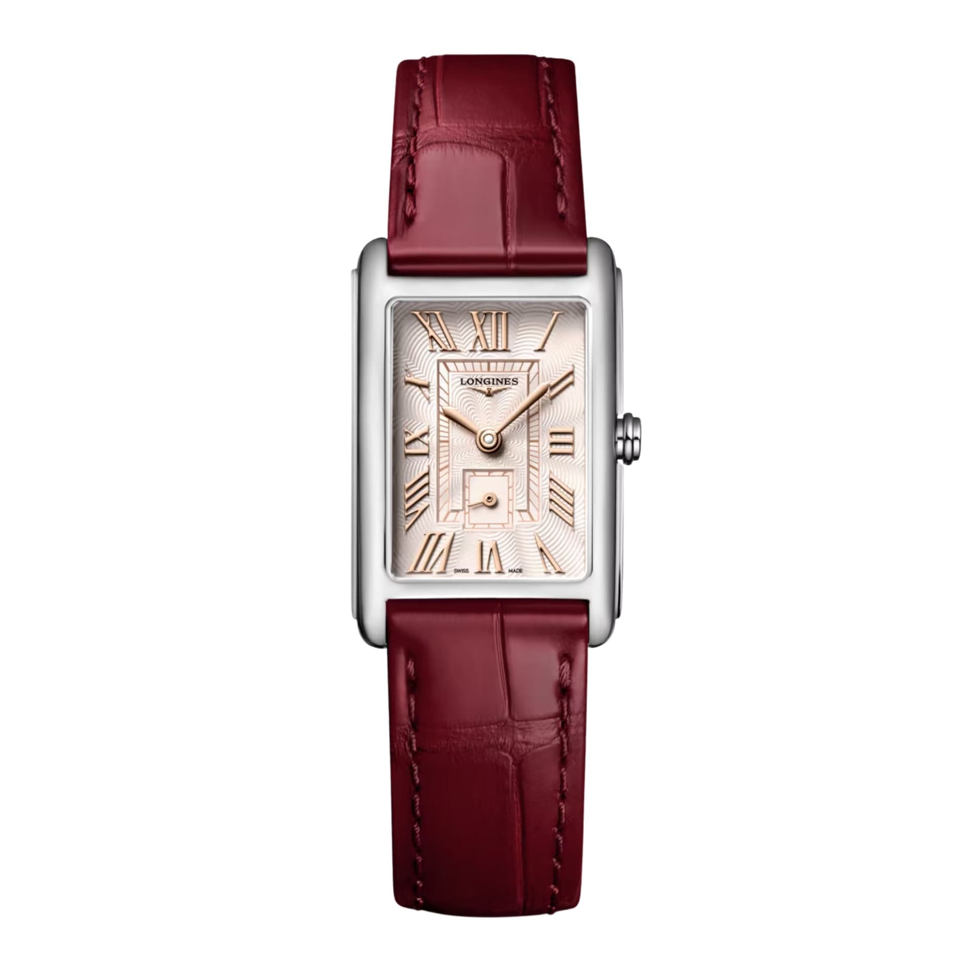 Longines Montre Longines DolceVita quartz cadran rose ivoire bracelet cuir alligator 20,80 x 32 mm