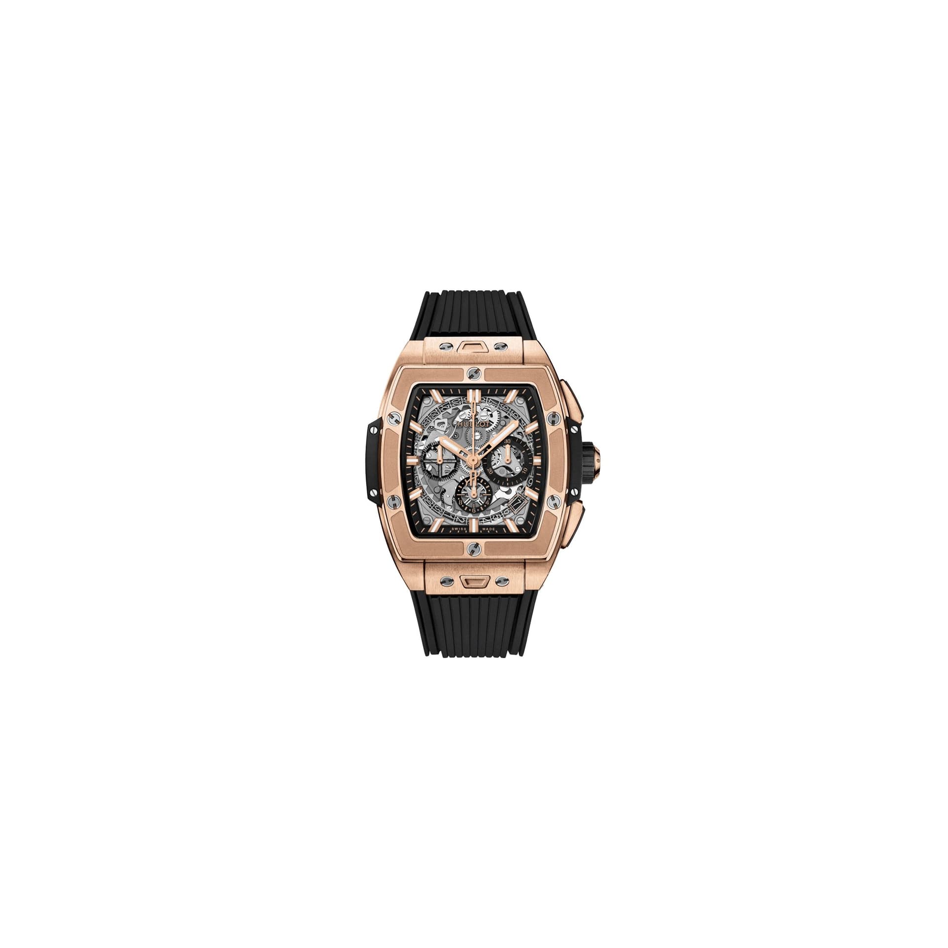 Hublot Montre Hublot Spirit of Big Bang King Gold automatique cadran squelette bracelet caoutchouc noir 42 mm