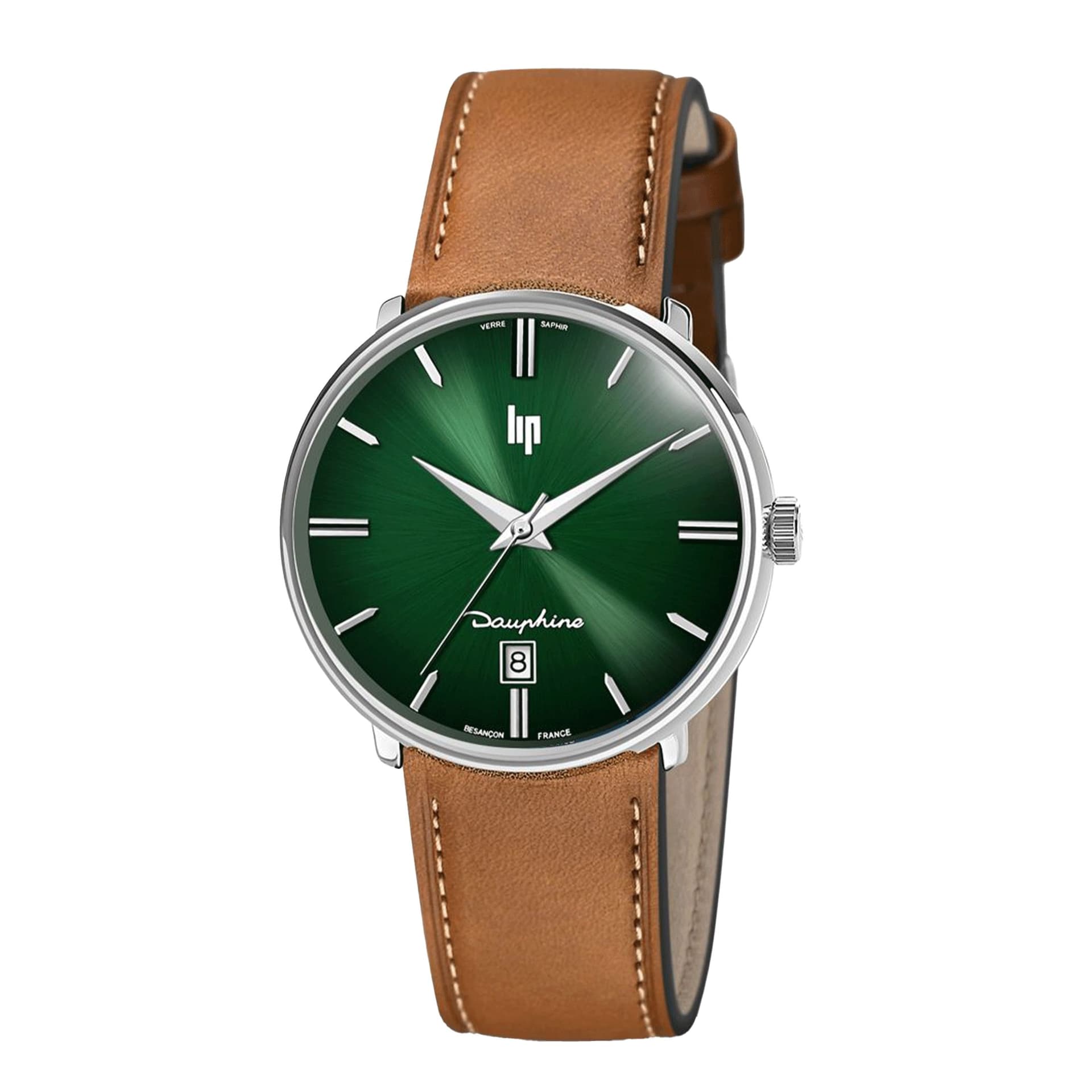 Lip Montre Lip Dauphine quartz cadran vert bracelet cuir 38 mm
