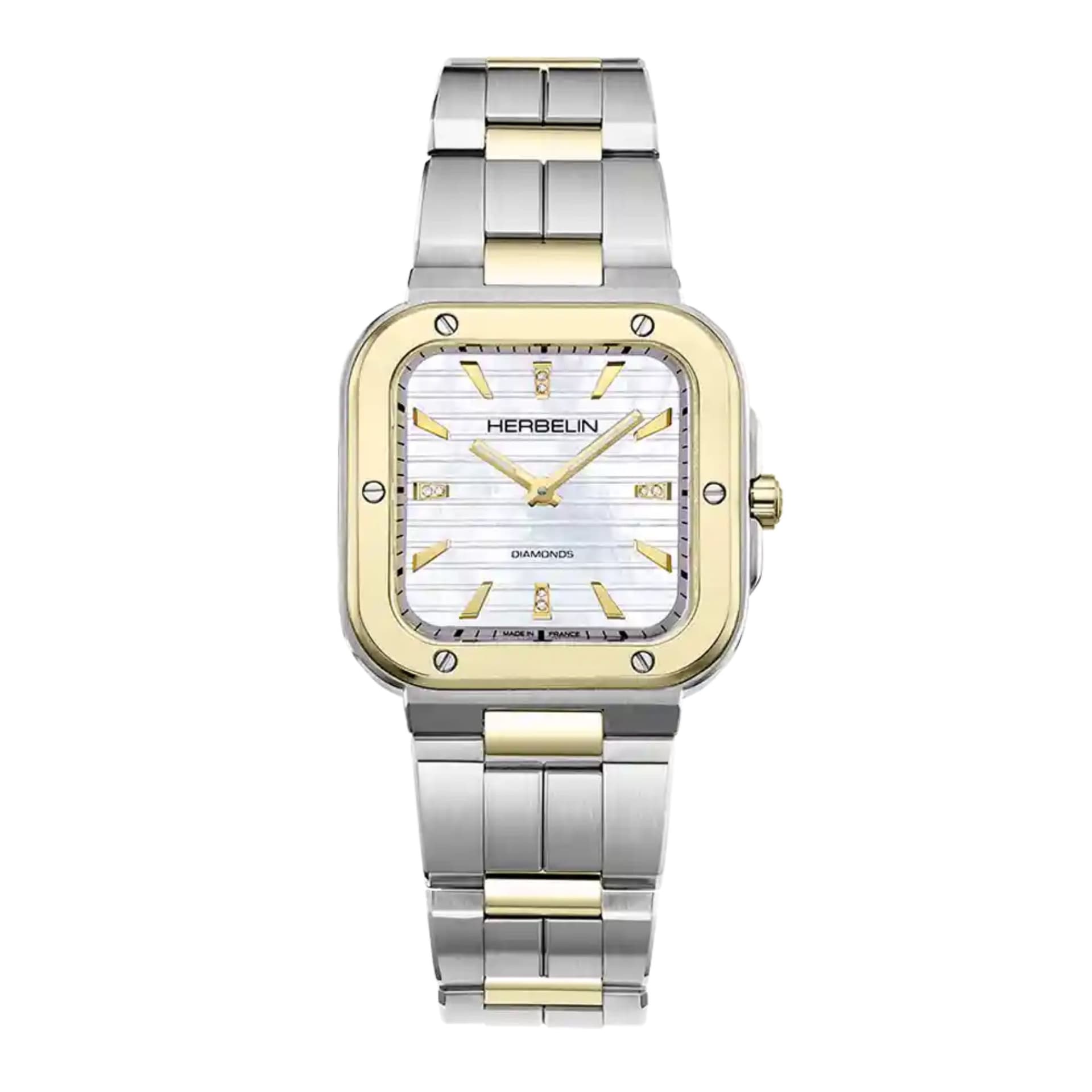 Michel Herbelin Montre Herbelin Cap Camarat Square nacre et diamants Femme Quartz Diamants - 17546BT1N89