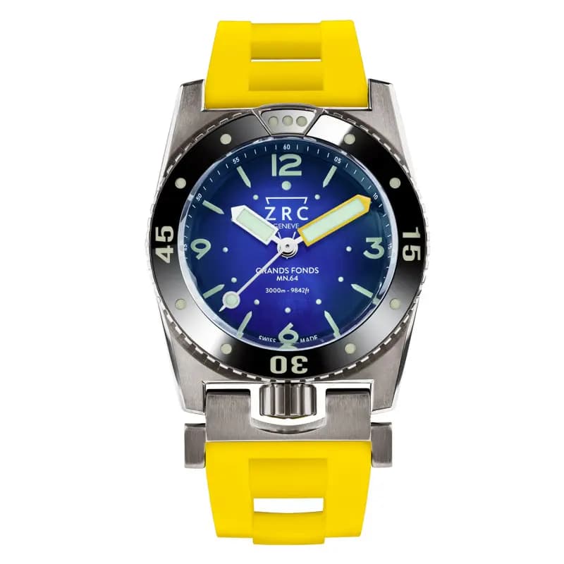 ZRC Montre ZRC Grands Fonds MN64 Titane Rubber automatique cadran dégradé bracelet caoutchouc 41,5 mm