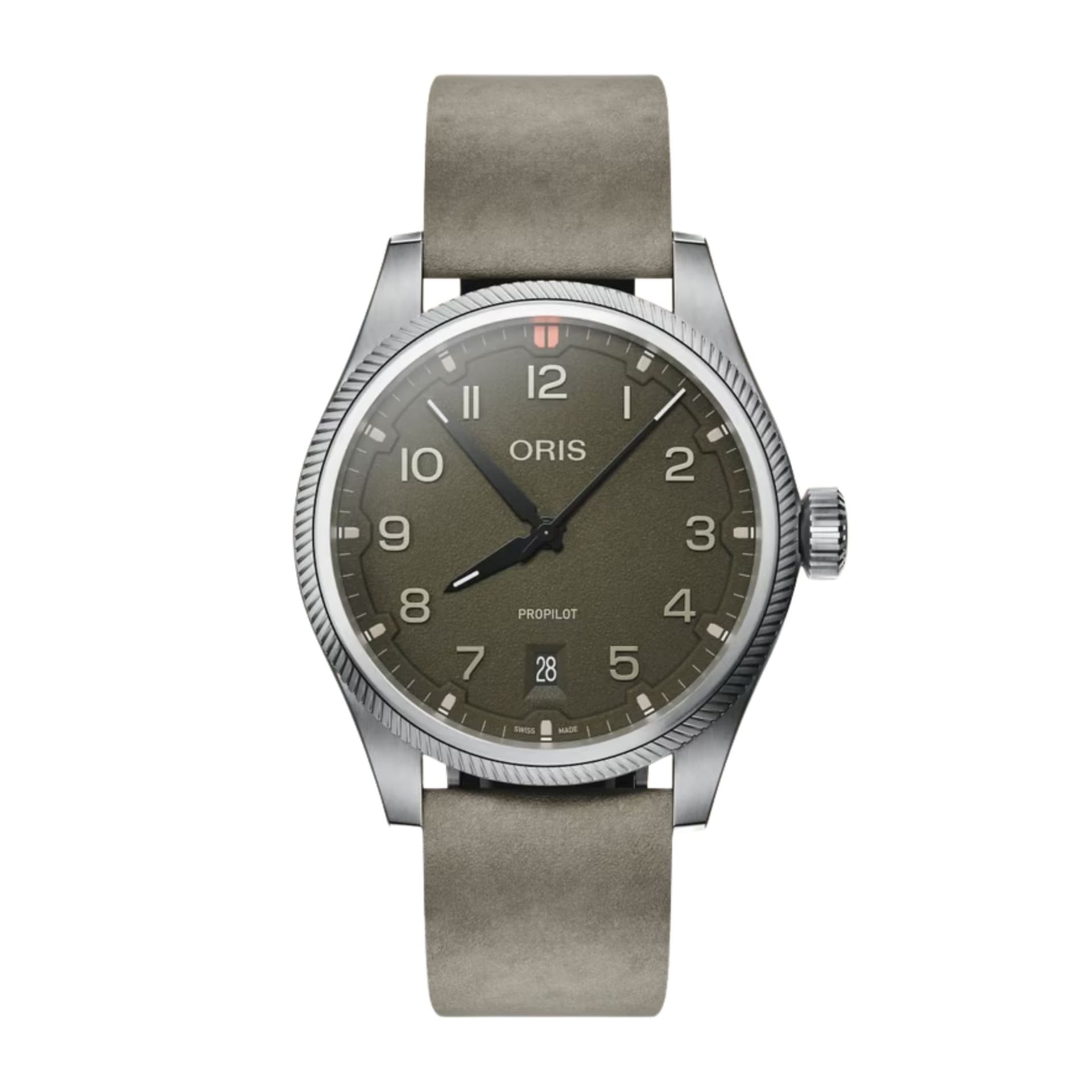 Oris Montre Oris Aviation Propilot Date automatique cadran vert bracelet cuir 41 mm