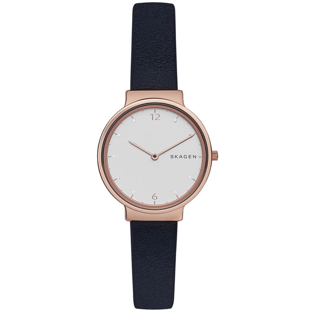 Skagen Montre Skagen en Cuir Bleu