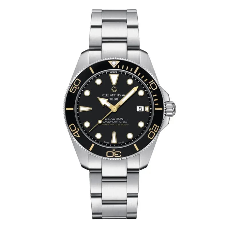 Certina Montre Certina DS Action Diver 40.5mm Powermatic 80 Cadran Noir Bracelet Acier inoxydable