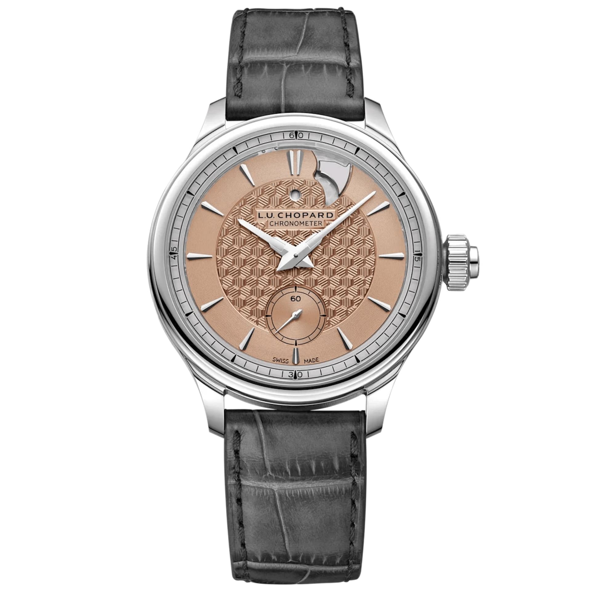 Chopard Montre Chopard L.U.C Strike One Titanium automatique cadran or rose bracelet cuir 40 mm