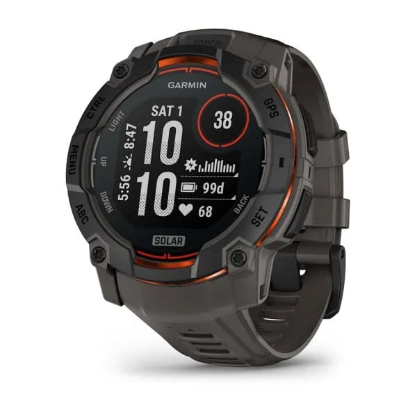 Garmin Montre Garmin Instinct 3 - 50mm SOLAR Noir Bracelet Silicone Gris Charbon