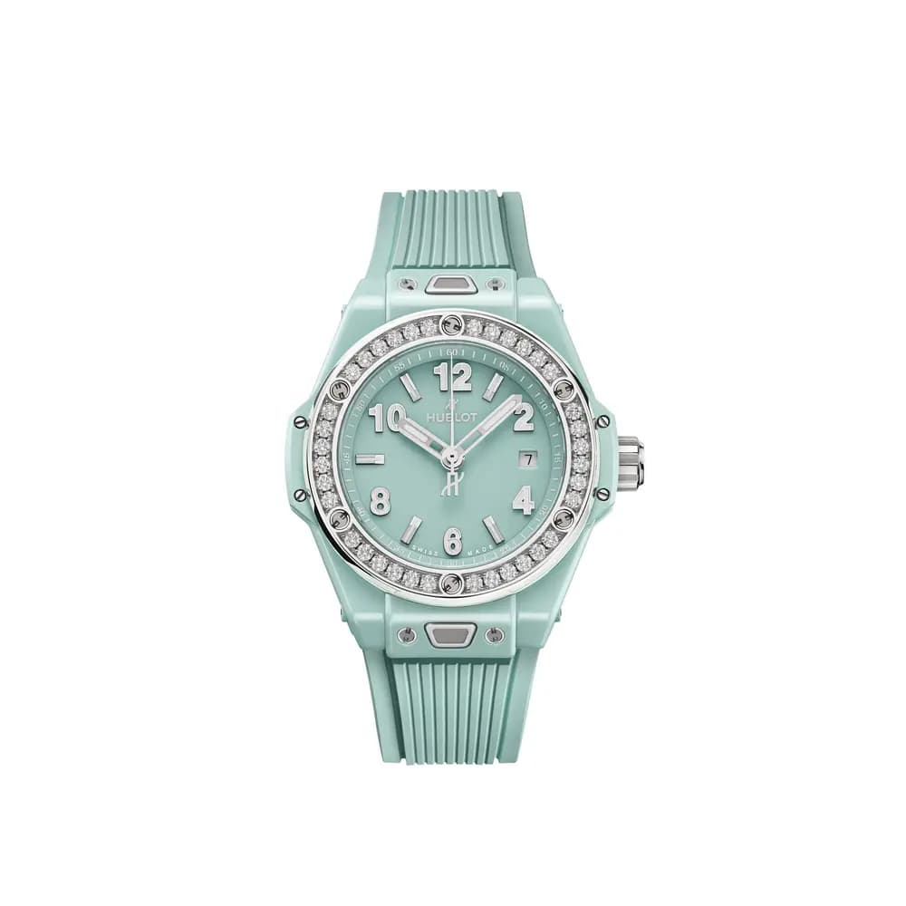 Hublot Montre Hublot Big Bang Mint Green Ceramic automatique cadran vert bracelet caoutchouc 33 mm