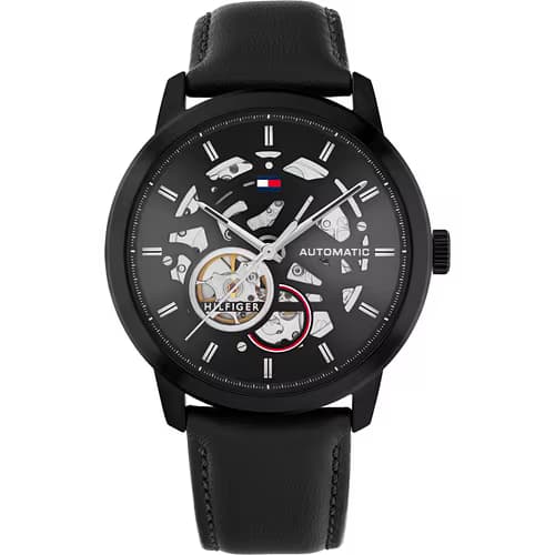 Tommy Hilfiger Montre Homme Tommy Hilfiger Cuir véritable Noir 1710659