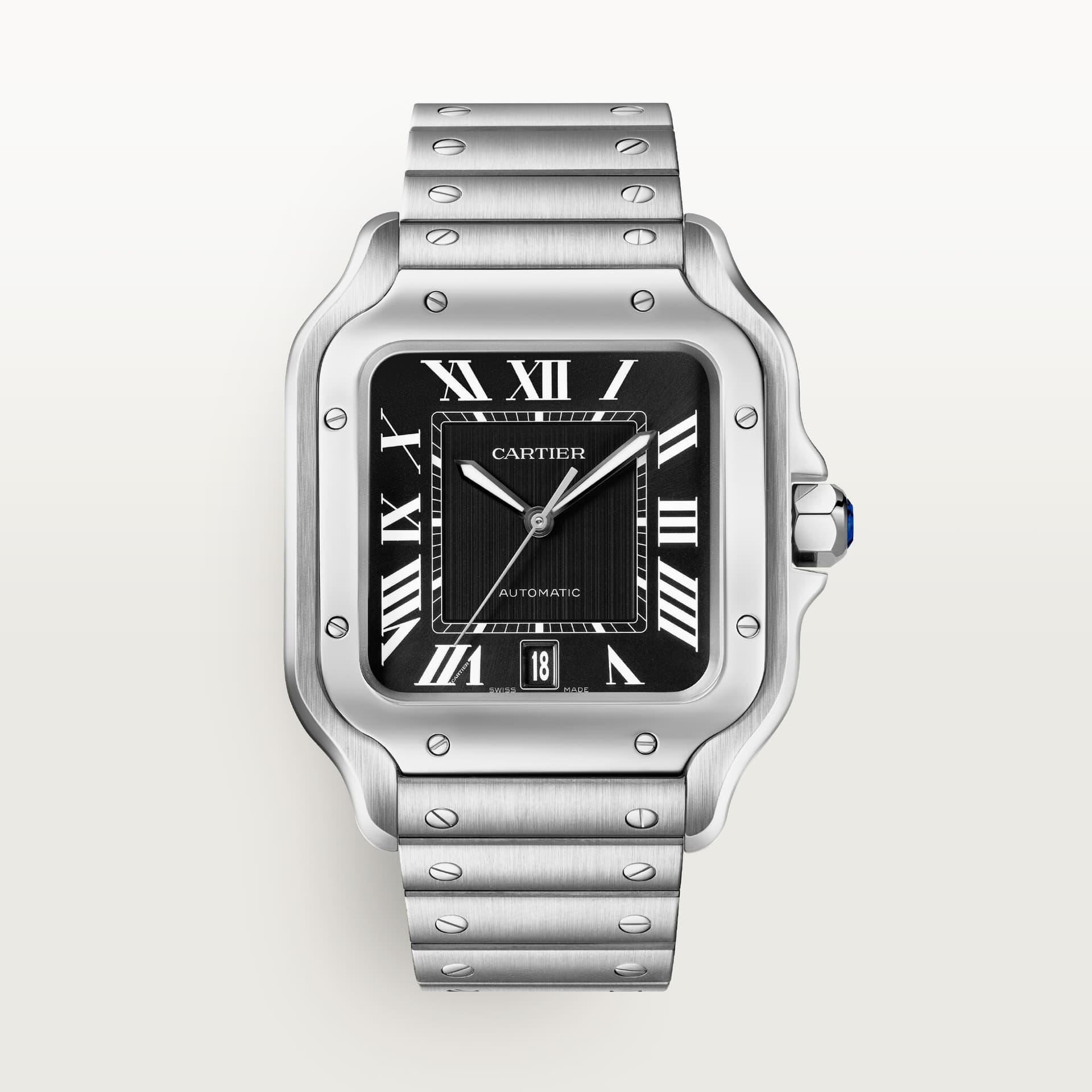 Santos de Cartier — cadran noir bracelet acier
