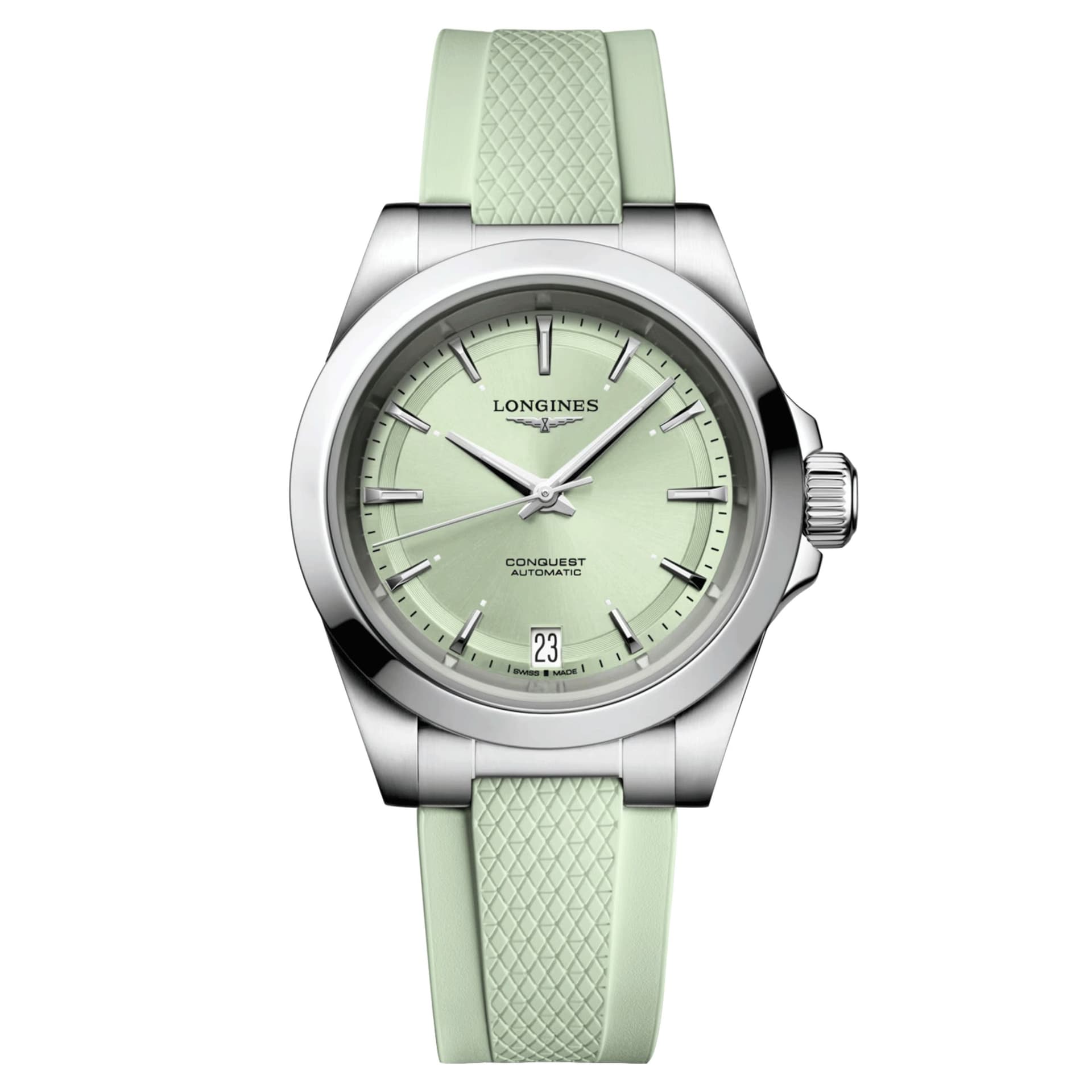 Longines Montre Longines Conquest automatique cadran vert bracelet caoutchouc vert 34 mm