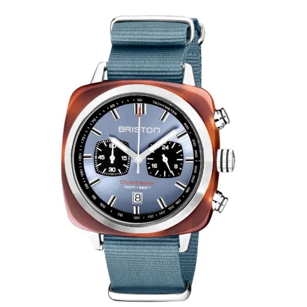 Briston Montre Briston Clubmaster Classic Acétate Bracelet Nato Bleu Glacier 40 mm
