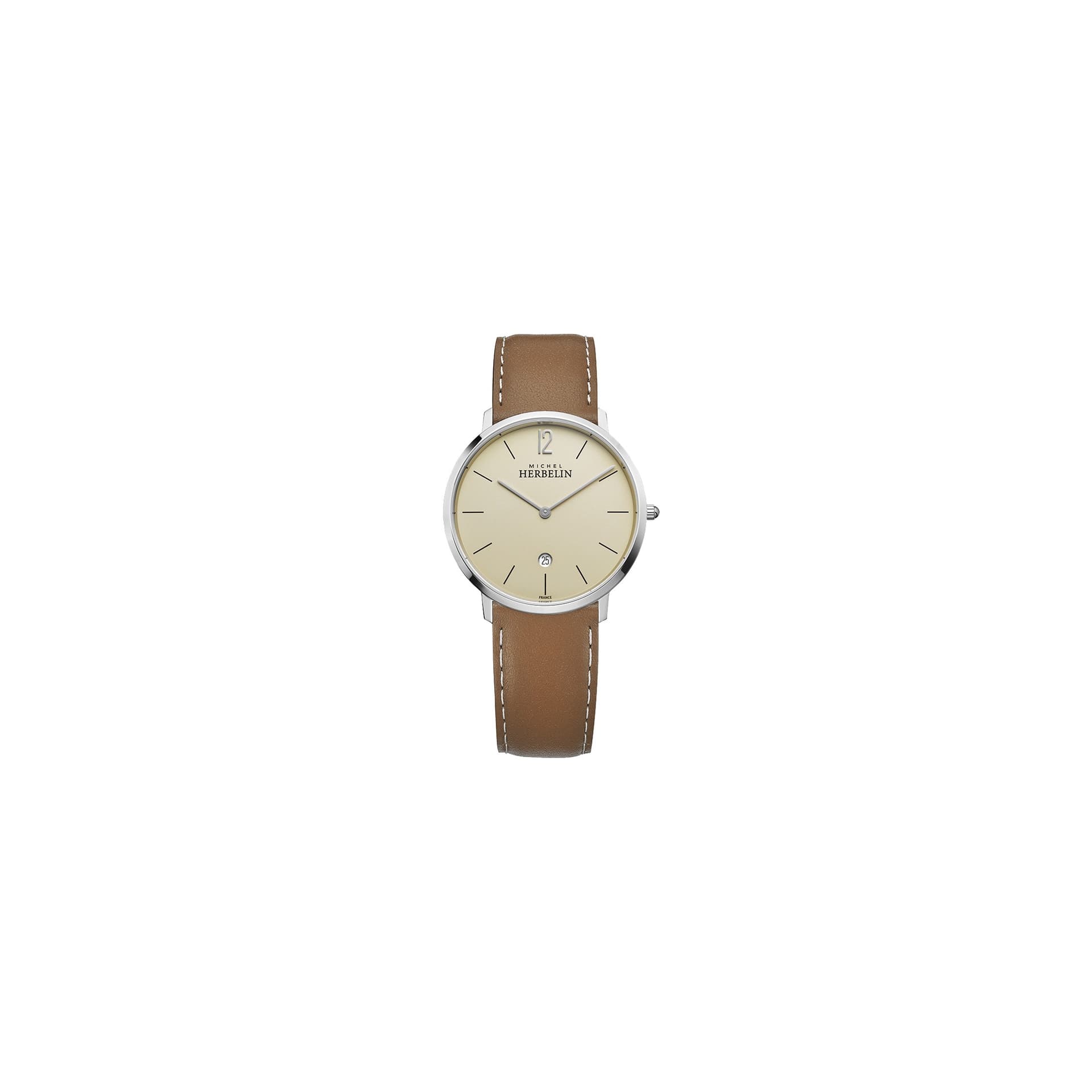 Michel Herbelin Montre Michel Herbelin City quartz cadran crème bracelet cuir gold 38,7 mm
