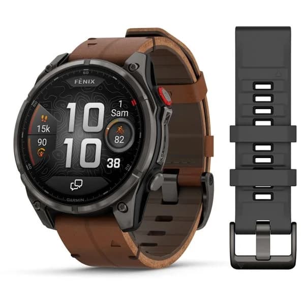 Garmin Montre Garmin Fenix 8 Pro 47mm AMOLED Sapphire Titane Bracelet Cuir + Silicone