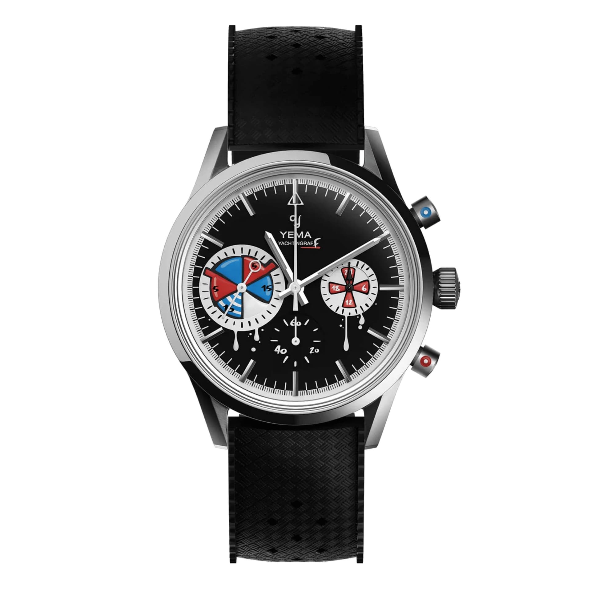 Yema Montre Yema x seconde/seconde/ Yachtingraff Meca-Quartz cadran noir bracelet tropic 38,5 mm