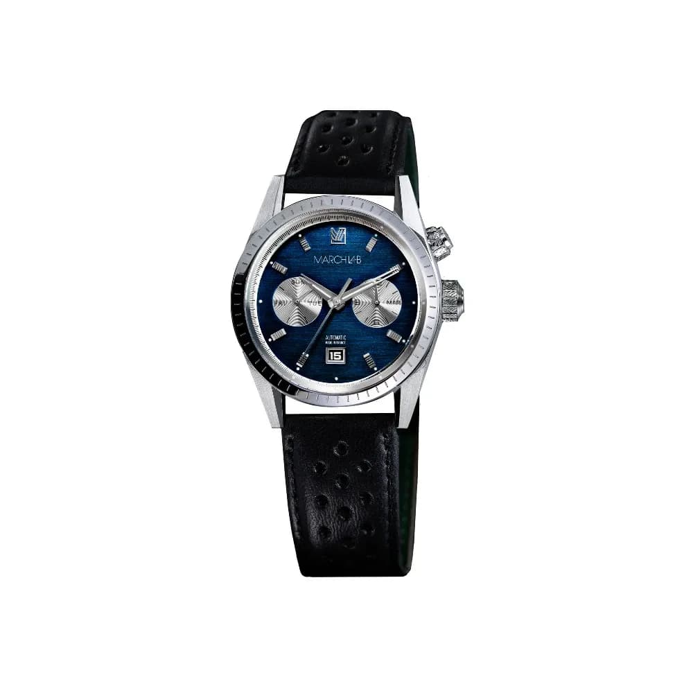 March LA.B Agenda Supra Automatique - Navy - Harrisson Perforé Noir