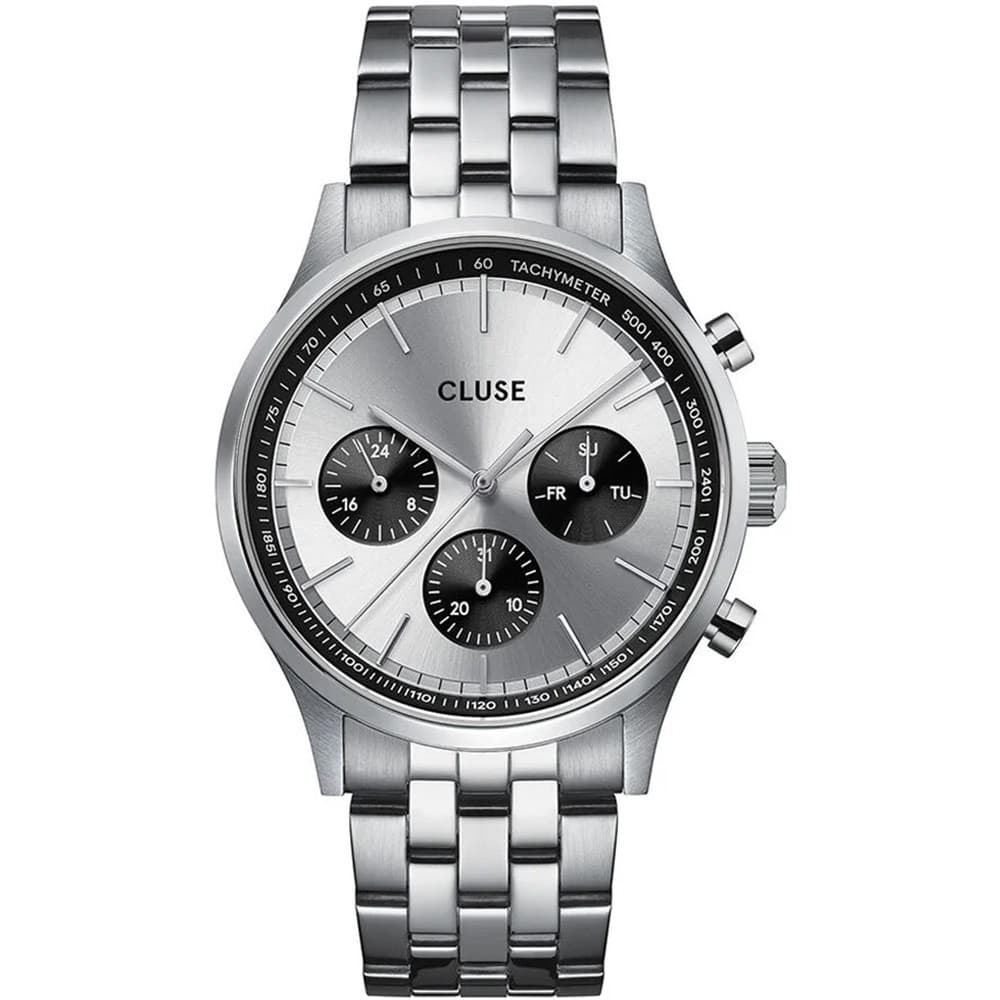 Cluse Anthéor Multifunction Watch Steel, Black, Silver Colour