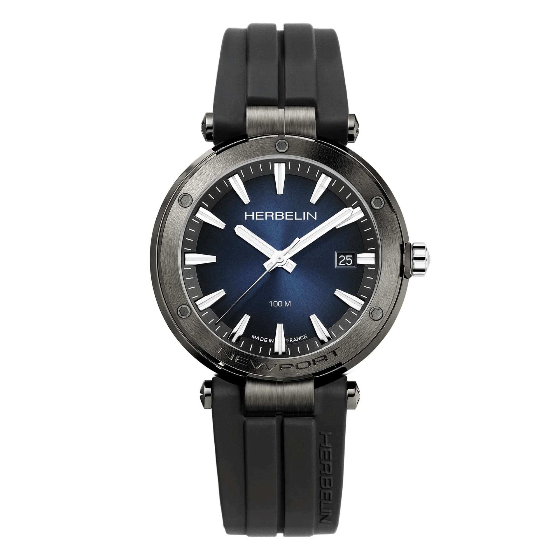 Michel Herbelin Montre Michel Herbelin Newport quartz cadran bleu bracelet caoutchouc noir 40,5 mm