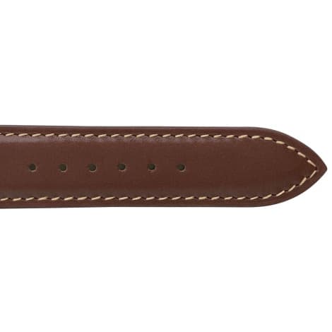 Bracelet Montre Veau Sellier Marron Clair Surpiqure Ecru - Homme - Coralie - 18101E-35