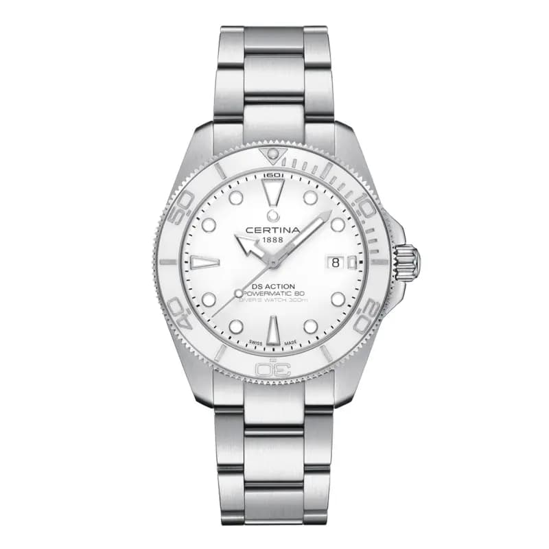 Certina Montre Certina DS Action Diver 40.5mm Powermatic 80 Cadran Blanc Bracelet Acier inoxydable
