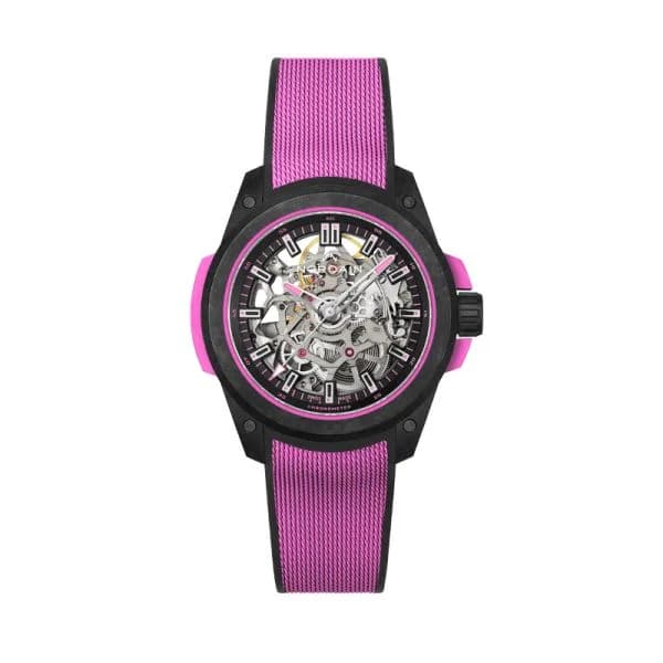 NORQAIN Montre Norqain Wild One Skeleton 39mm Hyper Pink Bracelet Caoutchouc