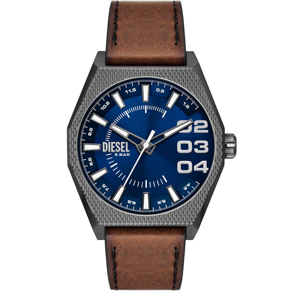 Diesel Montre Diesel Collection Scraper en Cuir Marron