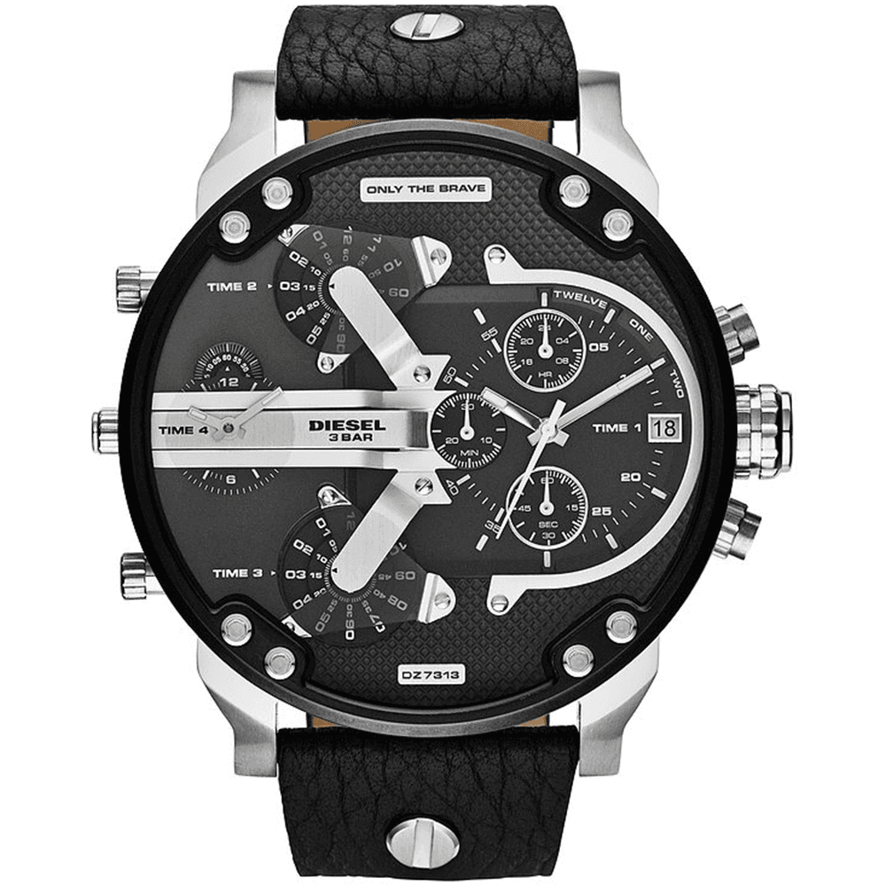 Diesel Montre Diesel Collection Mr. Daddy 2.0 en Cuir Noir