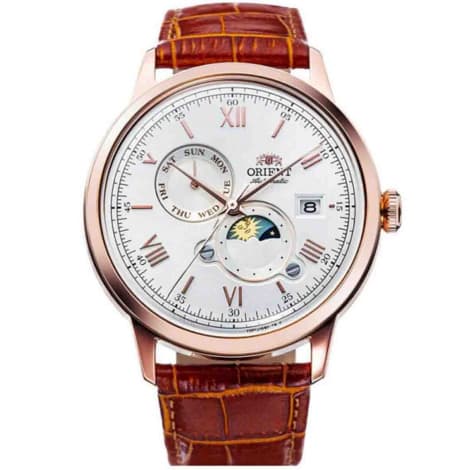 Orient Montre Orient Classic Sun & Moon Automatique Cadran Blanc Bracelet Cuir - RA-AK0801S