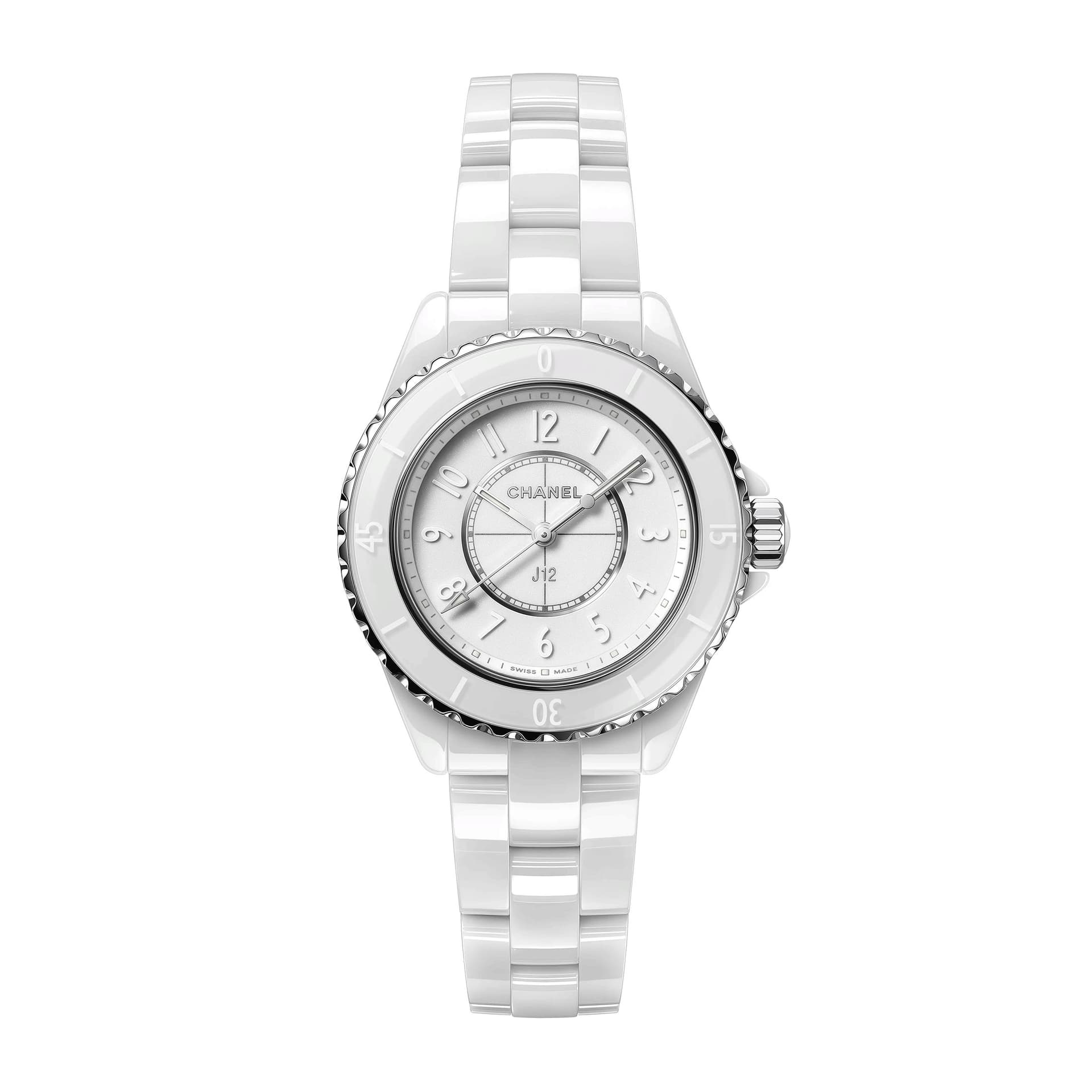 Chanel Montre CHANEL J12 Phantom quartz cadran blanc bracelet céramique haute résistance noir 33 mm