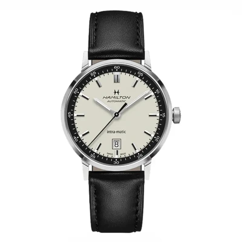 Hamilton Montre Hamilton American Classic Intra-Matic Automatique Cadran Beige Bracelet Cuir 40 mm