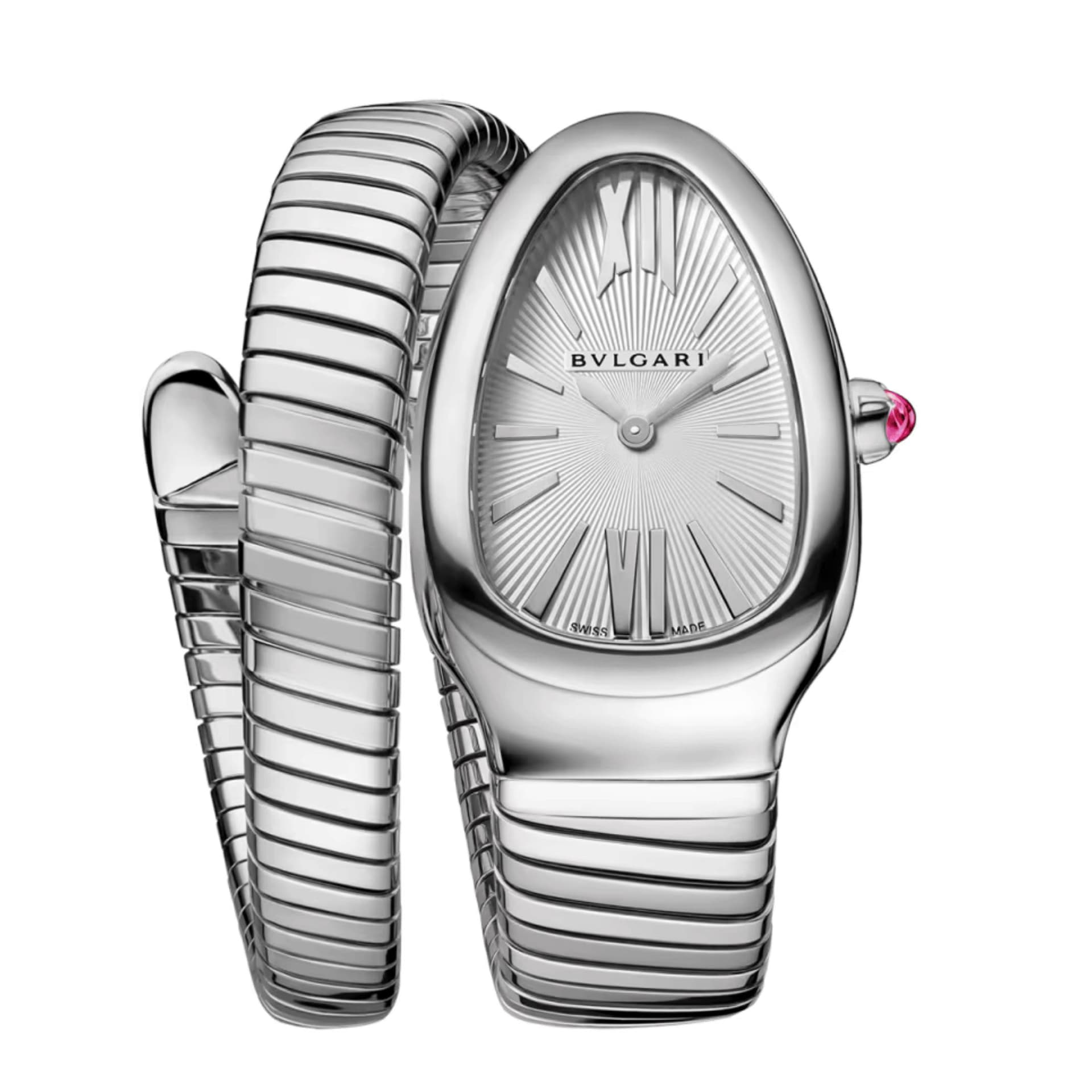 Bulgari Montre Bulgari Serpenti Tubogas quartz cadran en opaline argentée bracelet acier 35 mm