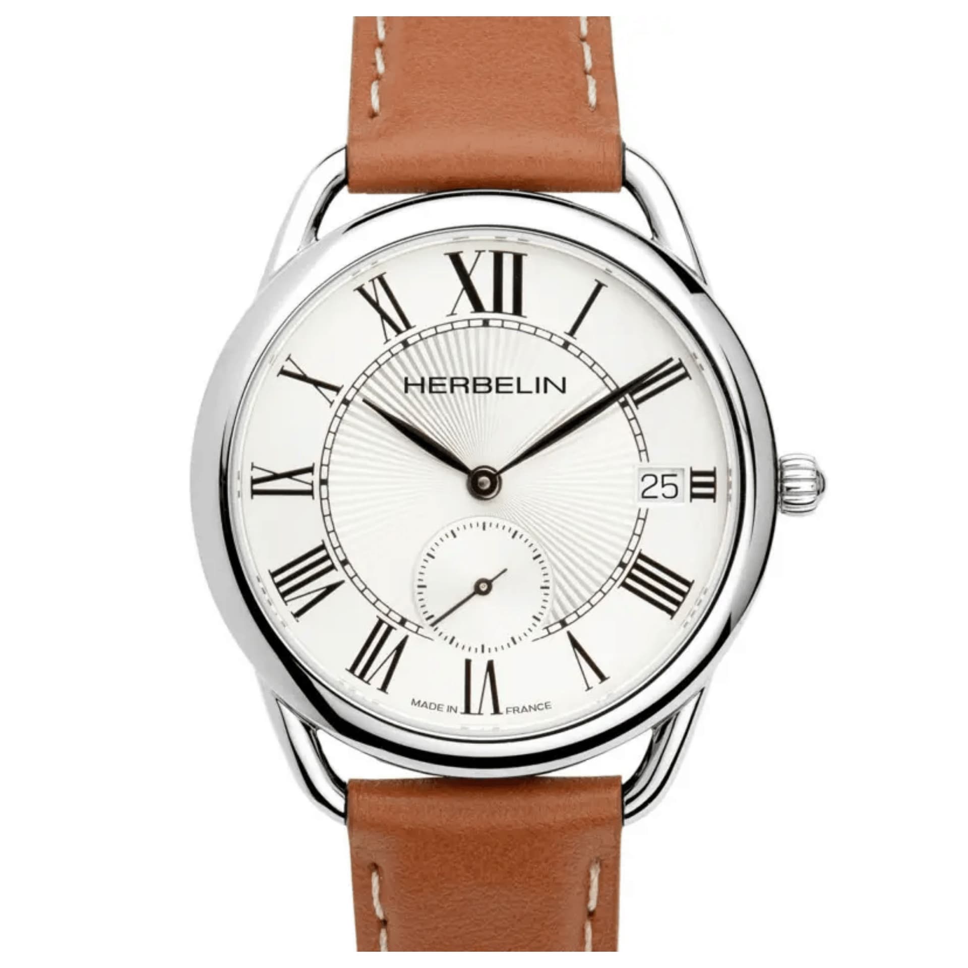 Michel Herbelin Montre Michel Herbelin Equinoxe quartz cadran argent bracelet cuir brun 34 mm