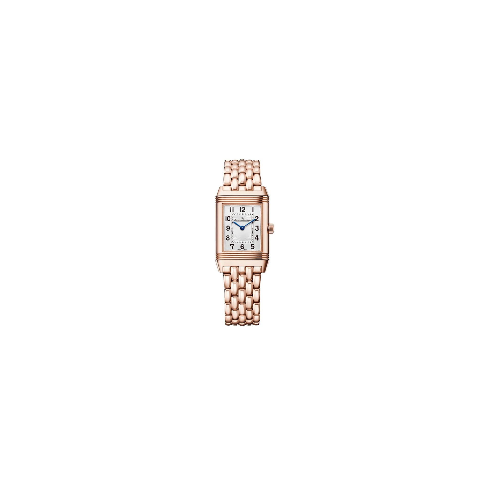 Jaeger-LeCoultre Montre Jaeger LeCoultre Reverso Classic Small Duetto mécanique cadran argent bracelet or rose
