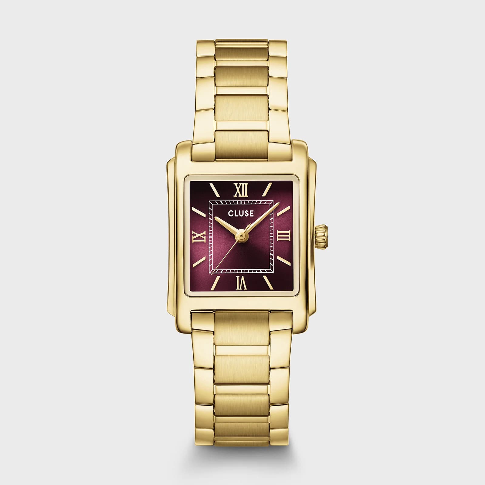 Cluse Anglée Watch Steel, Dark Cherry, Gold Colour